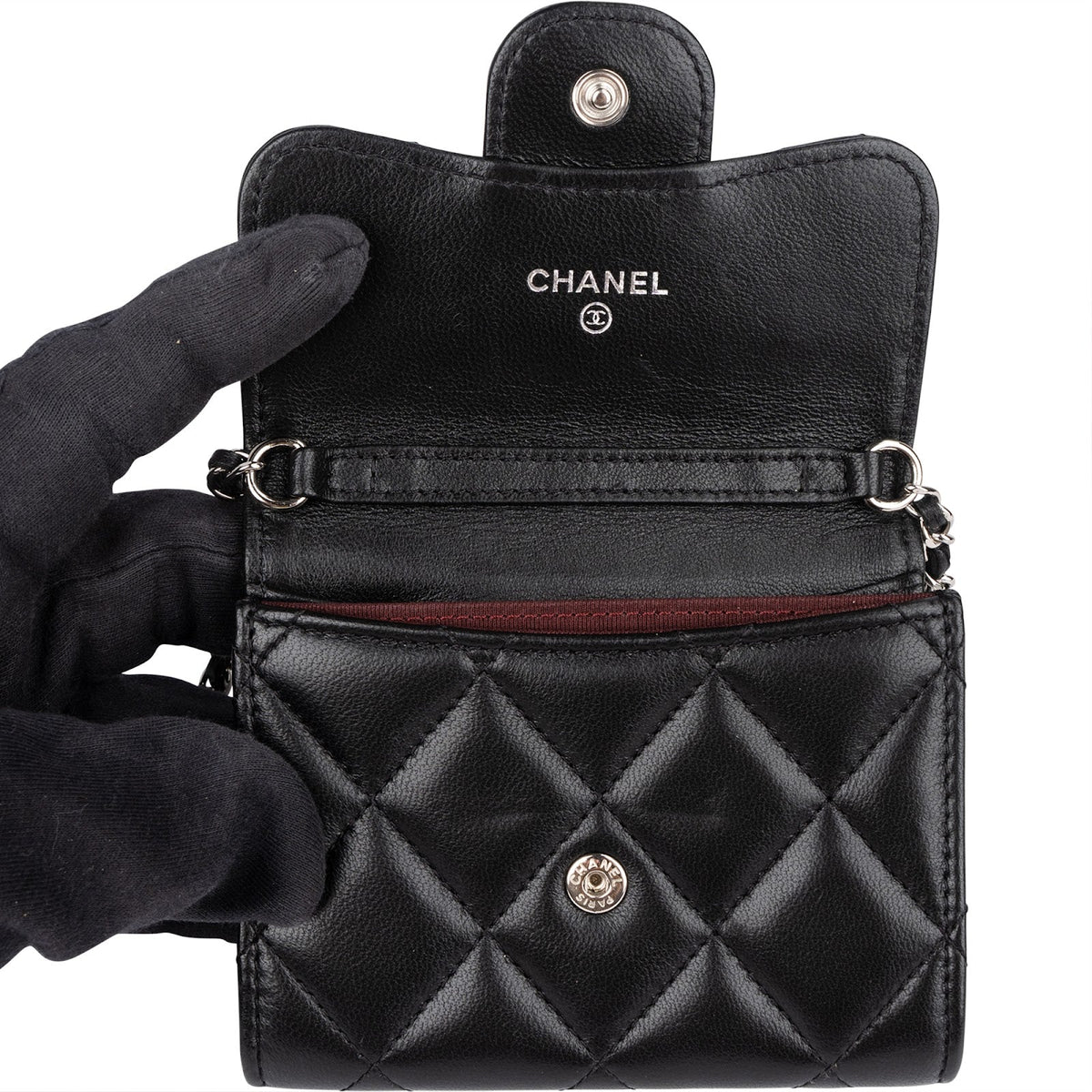 Chanel Quilted Lambskin CC Single Flap Wallet on Chain
