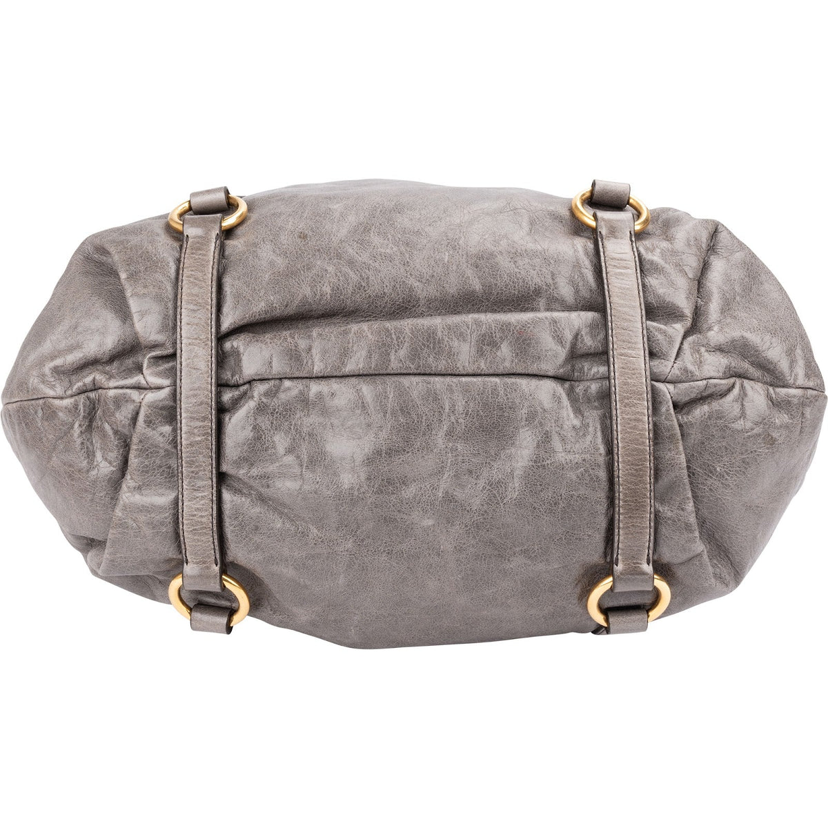 Miu Miu grijze Vitello Lux lederen Gathered Tote schoudertas