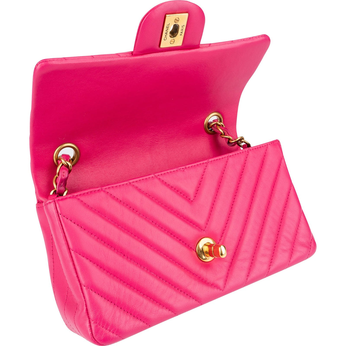 Chanel Chevron Lammleder Single Flap Umhängetasche, Bild 11 von 14