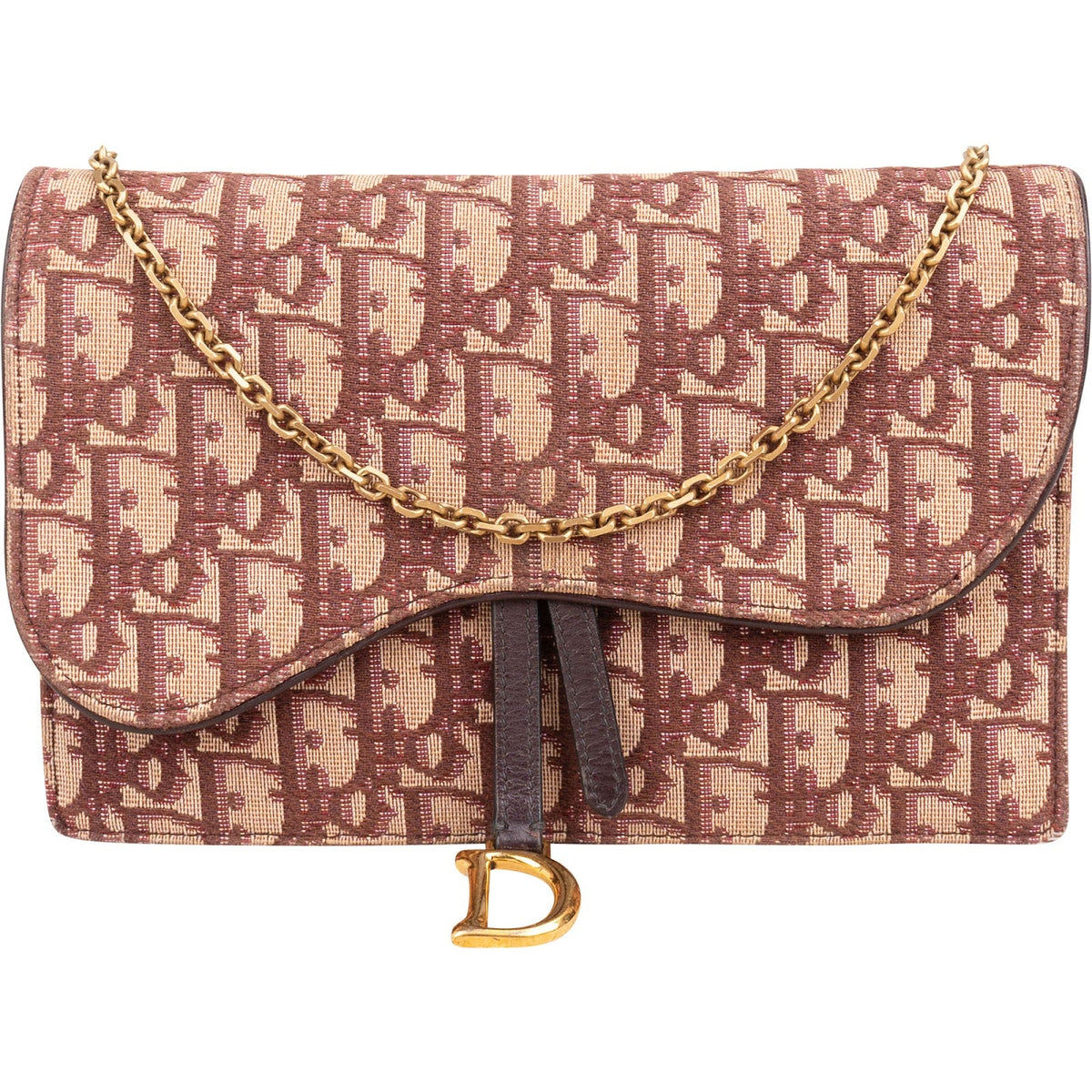 Christian Dior Trotter Monogram Canvas Saddle Wallet On Chain Crossbody Bag