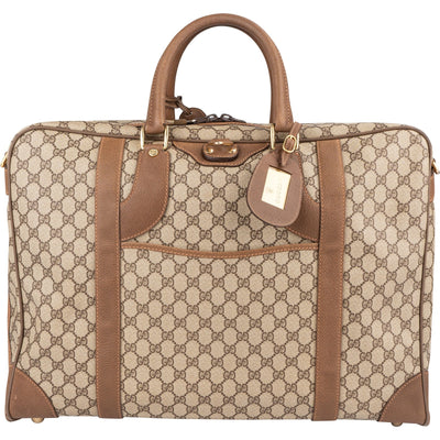 Gucci Monogram GG Supreme Canvas Vintage Zip Around Aktetas 55 Reistas