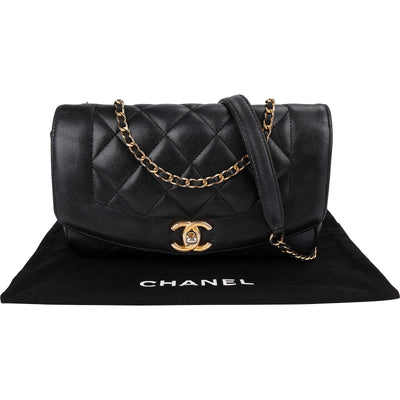 Chanel Quilted Lambskin Diana Single Flap Crossbody Bag