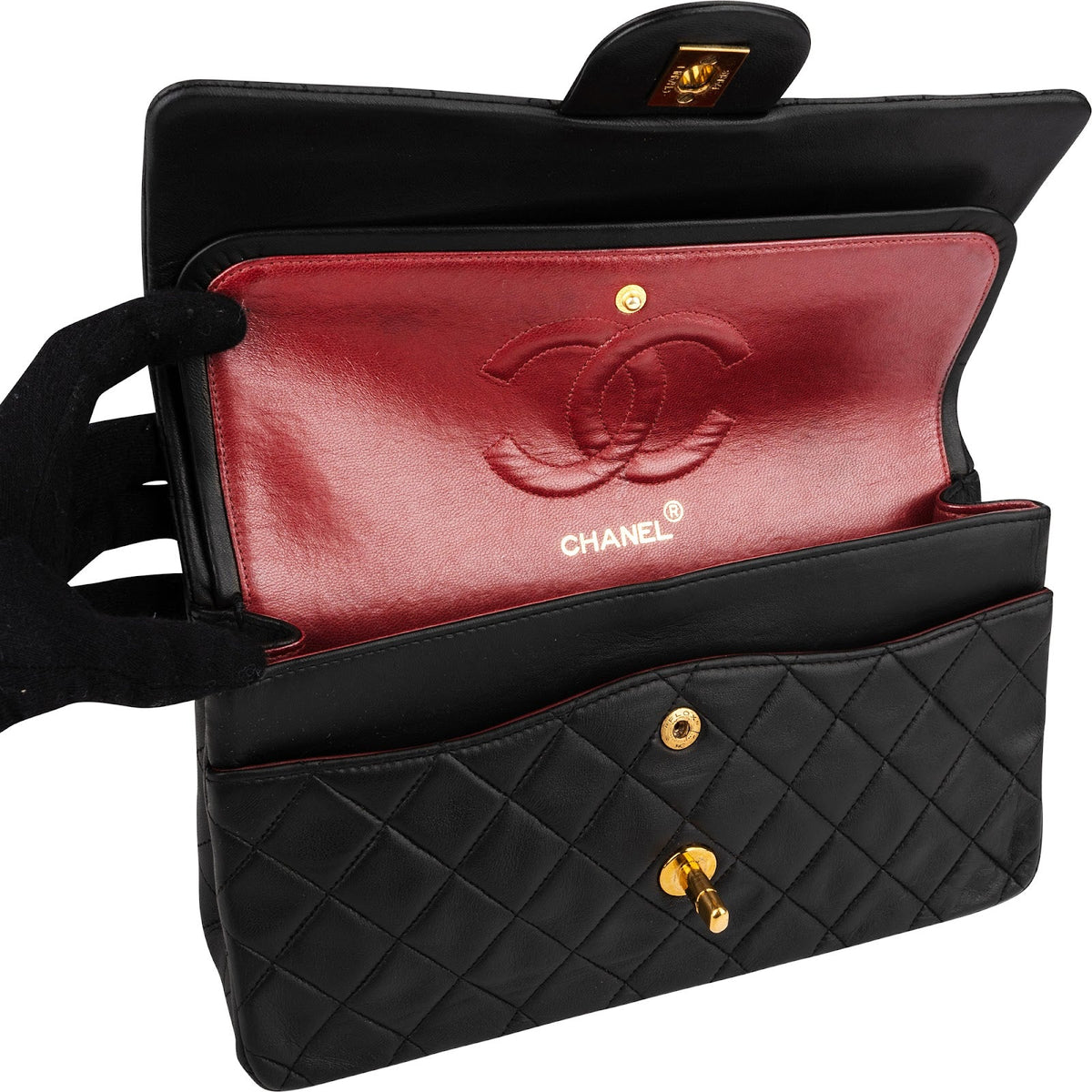 Chanel Lammleder Gold Medium Double Flap Schultertasche, Bild 13 von 16