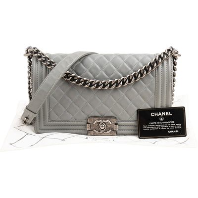 Chanel Quilted Lambskin Medium Boy Single Flap Crossbody Bag