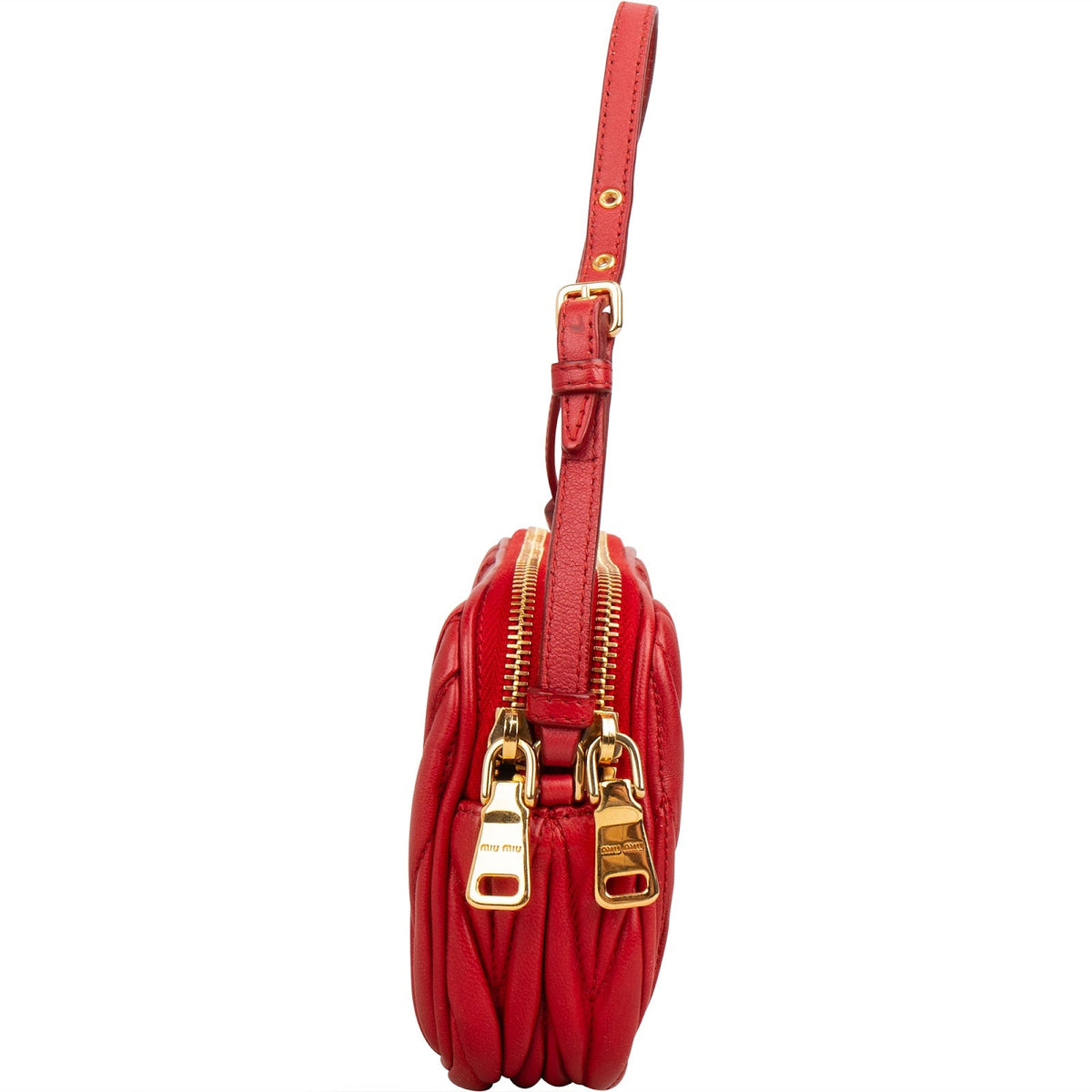 Sac à main Miu Miu Double-Zip Mini Camera en cuir nappa matelassé