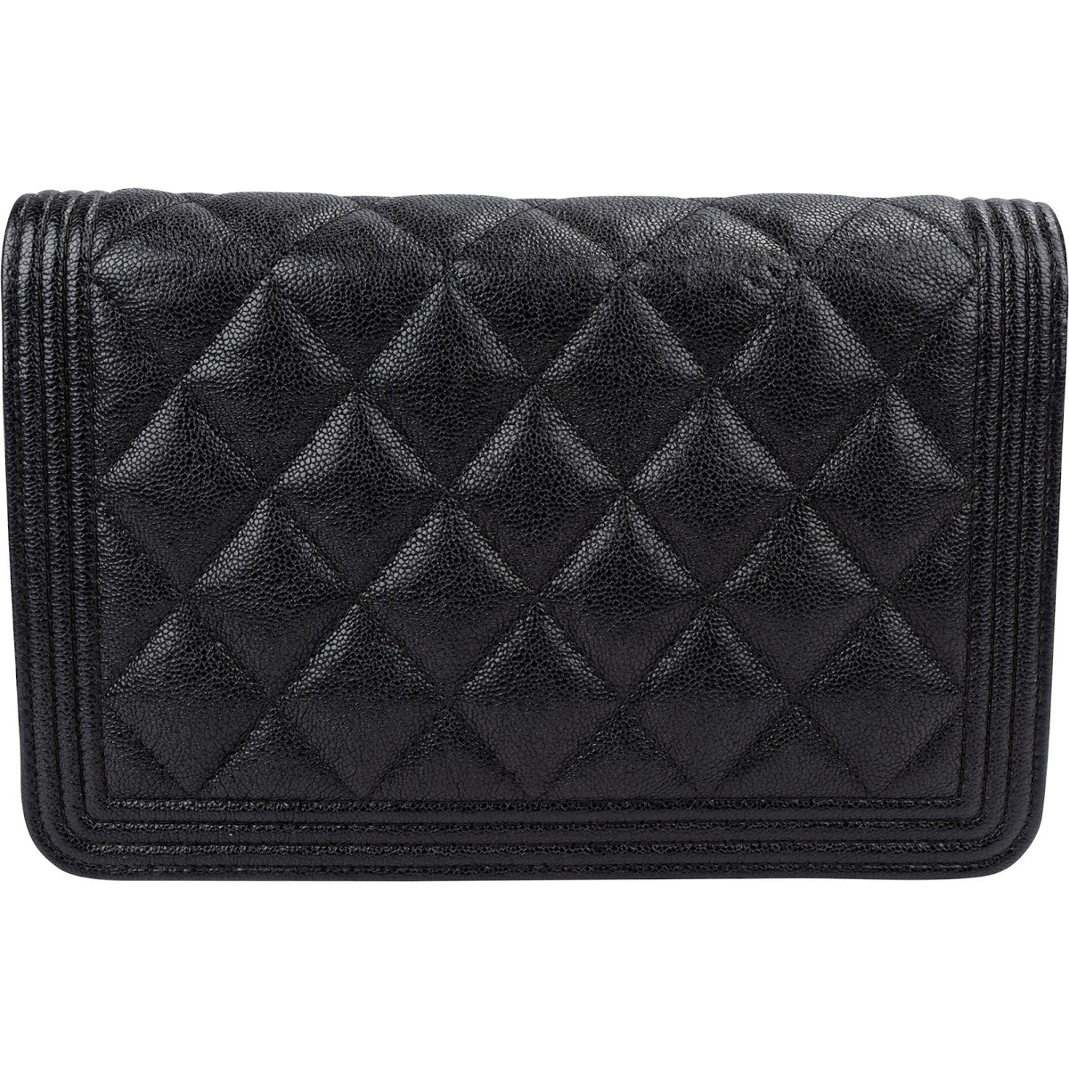Chanel Quilted Caviar Leather Small Boy Wallet On Chain Crossbody Bag