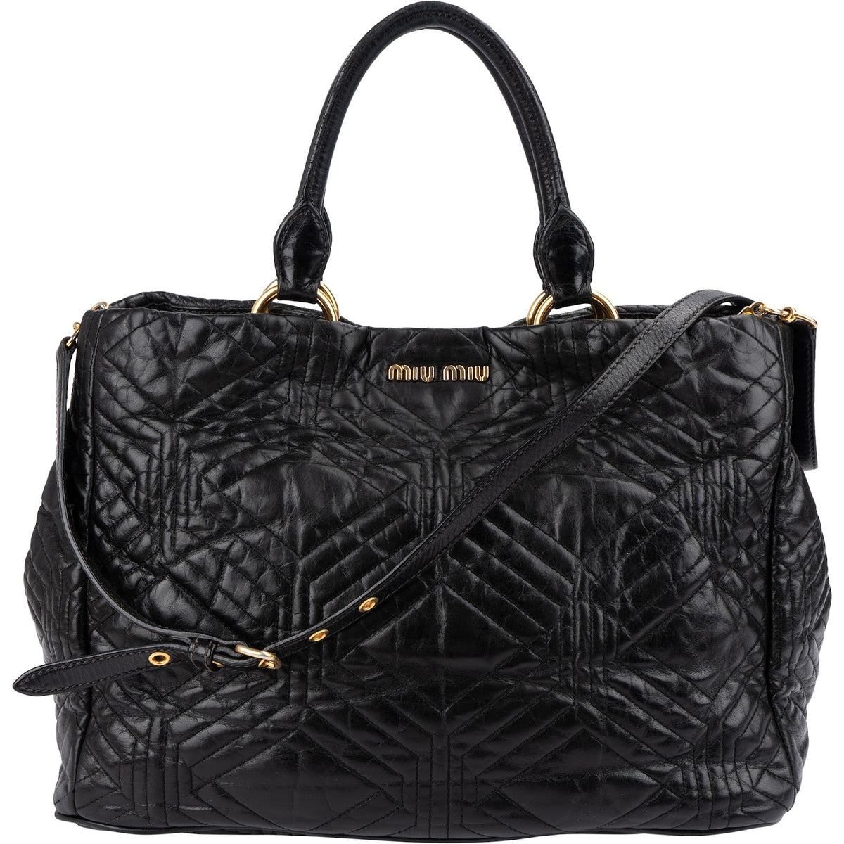 Borsa tote Miu Miu in pelle Nappa matelassé nera