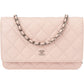 Sac bandoulière Chanel Wallet On Chain en cuir caviar matelassé et bijouterie palladium