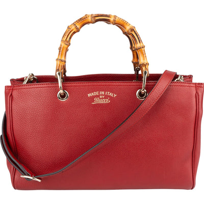 Bolso tote Gucci de piel granulada con asa de bambú