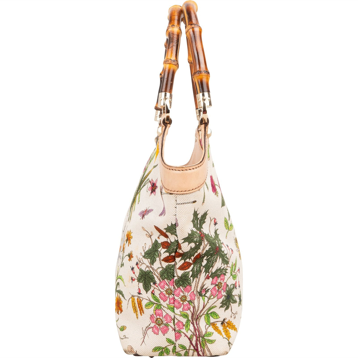 Gucci Floral Print Canvas Bamboo Handle Tote, Bild 7 von 12