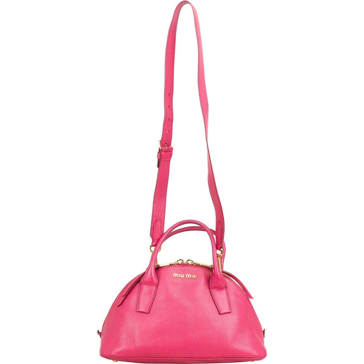 Miu Miu Bauletto Dome aus rosa Madras-Leder – Ansicht 7