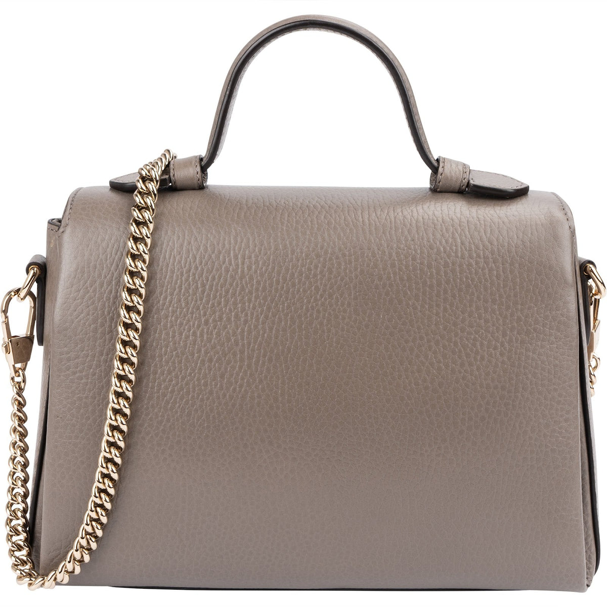Sac à main Gucci Interlocking GG à poignée en cuir grainé taupe