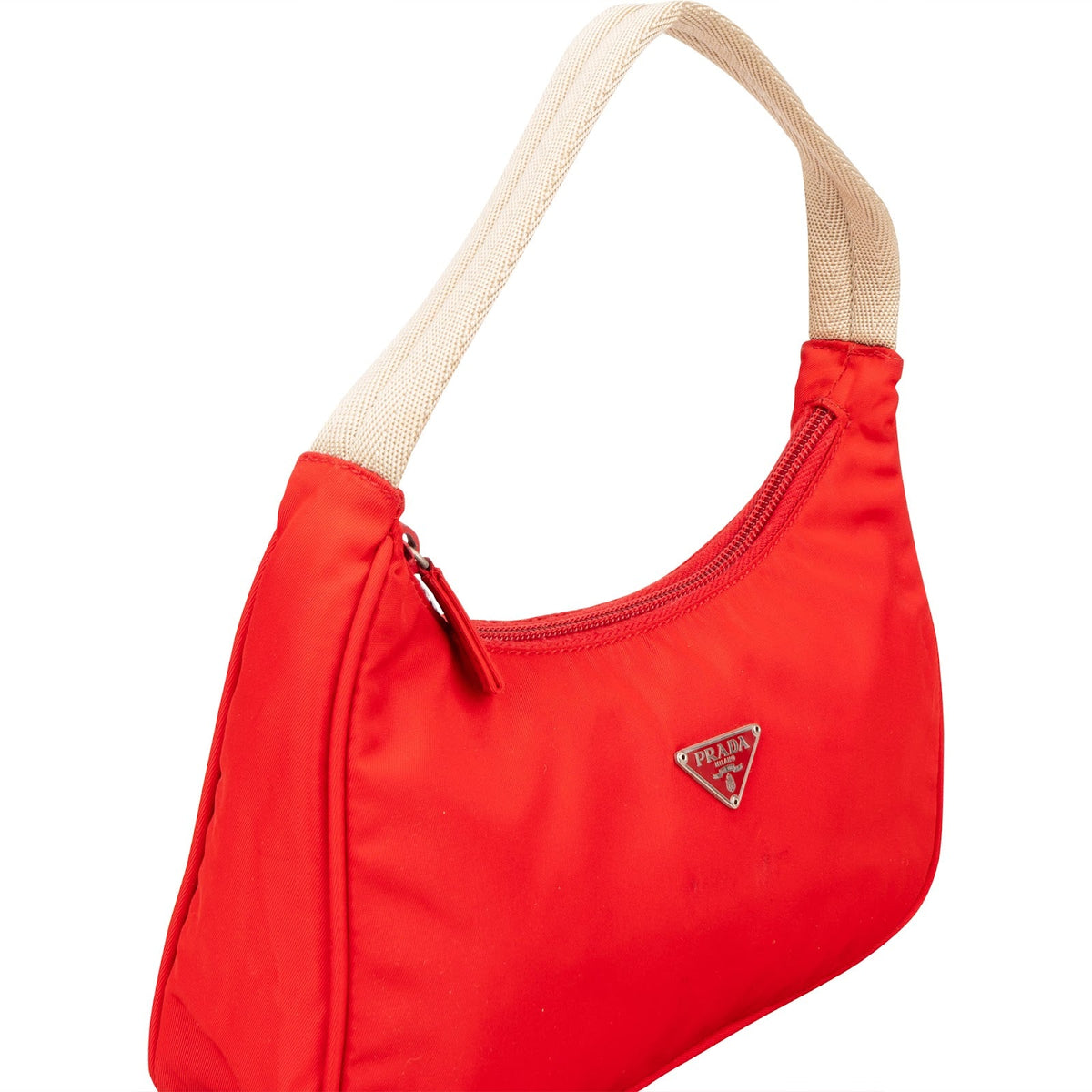 Prada Rot Nylon Tessuto Mini Triangle Handtasche, Bild 2 von 10