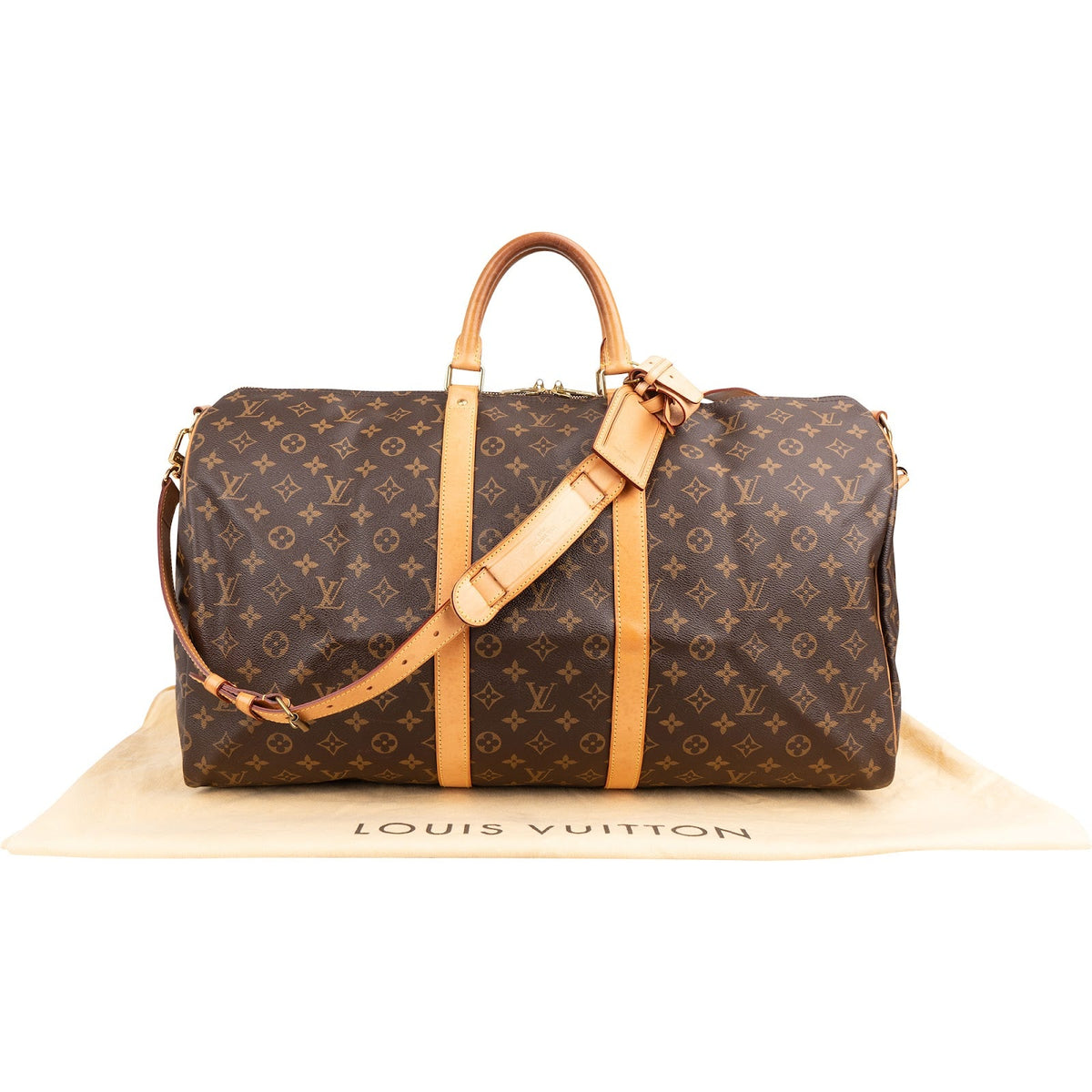 Borsa da viaggio Louis Vuitton Keepall 55 Bandoulière in tela Monogram