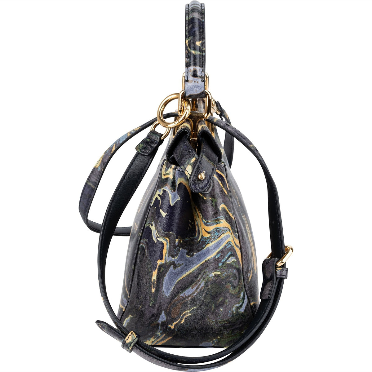 Borsa a mano Peekaboo Mini in pelle marmorizzata Fendi