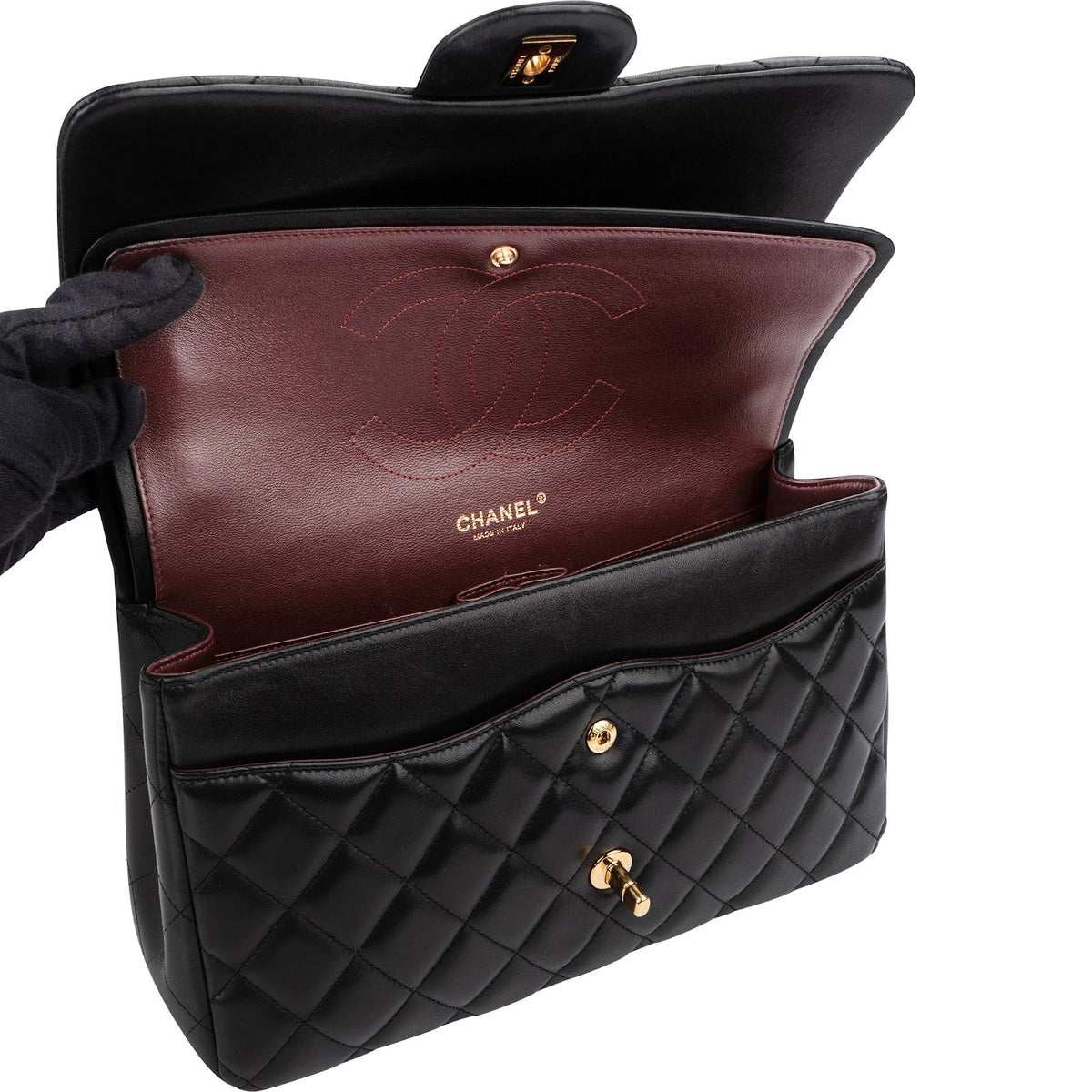 Chanel Jumbo Double Flap aus gestepptem Lammleder – Ansicht 13