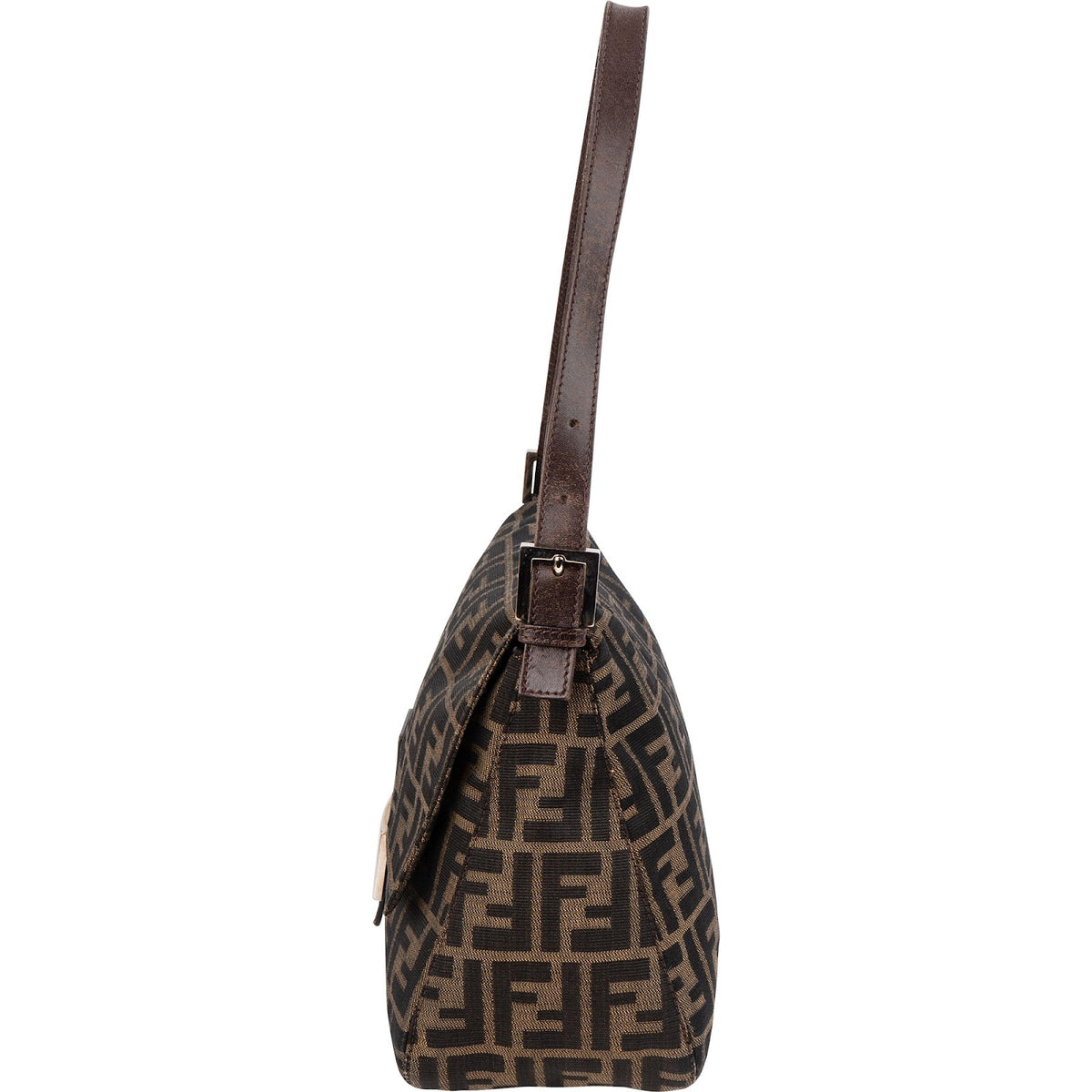 Borsa a spalla Fendi Mamma Baguette in tela Monogram FF Zucca