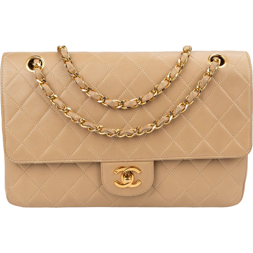 Chanel Quilted Lambskin 24K Gold Double Flap Shoulder Bag