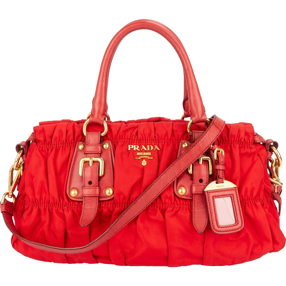 Prada Tessuto Gaufre Satchel aus Nylon und Leder – Vorderansicht