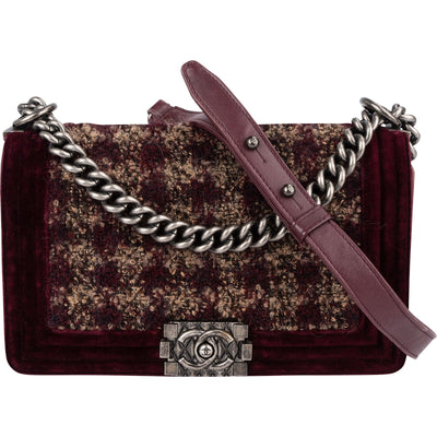 Chanel Velvet & Bouclé Tweed Medium Boy Crossbody Bag