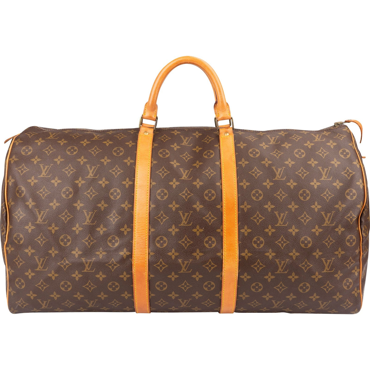 Louis Vuitton Monogram Canvas Keepall 60 aus Canvas und Vachetta-Leder – Vorderansicht
