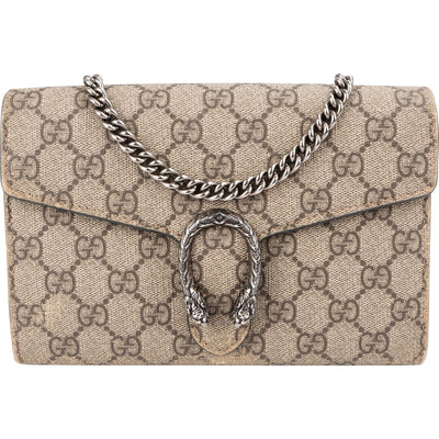 Gucci Monogram GG Supreme Canvas Dionysus Wallet On Chain Crossbody Bag