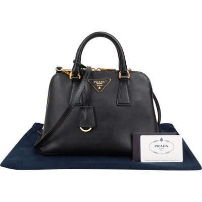 Prada Black Saffiano Leather Small Promenade Handbag