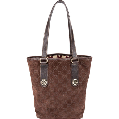 Gucci Monogram Suede GG Embossed Tote Handtas