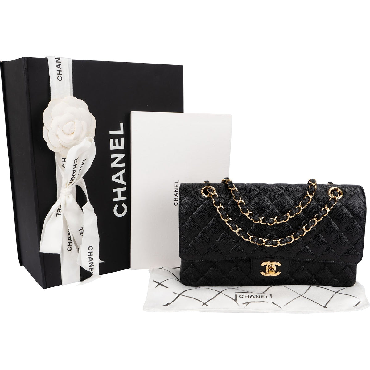 Bolso de hombro Chanel Medium Double Flap en piel caviar acolchada