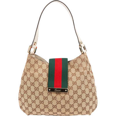 Gucci Monogram GG Canvas Web Hobo Shoulder Bag