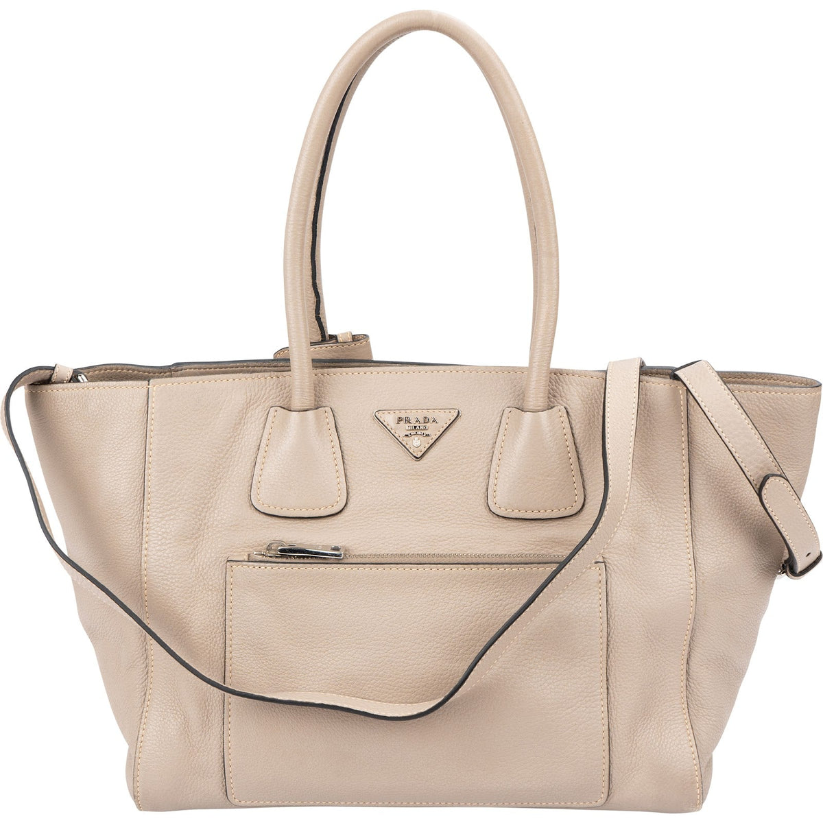 Prada Luggage Tote aus Vitello-Daino-Leder – Vorderansicht