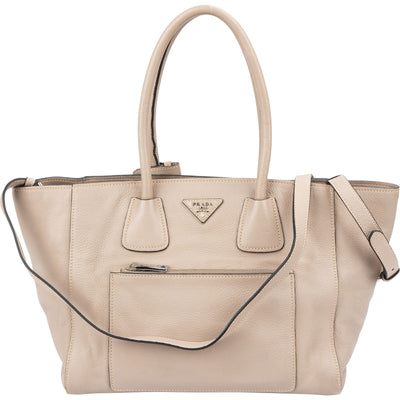 Prada Vitello Daino Leather Tote Luggage Handbag