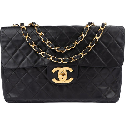 Chanel Quilted Lambskin 24K Gold Maxi Single Flap Crossbody Bag