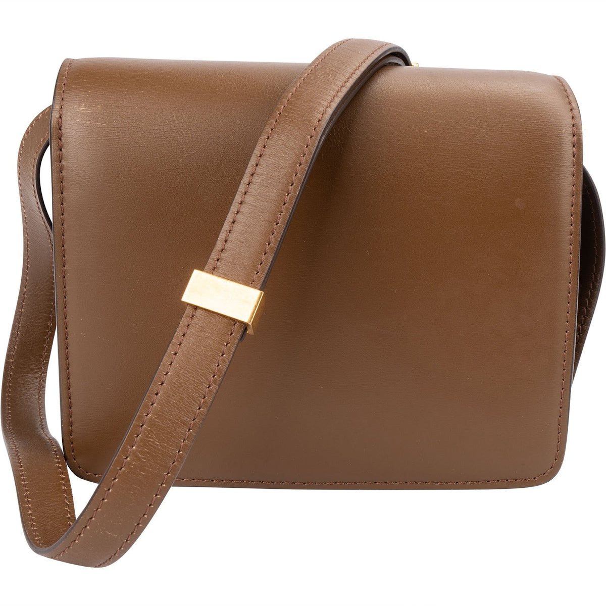 Celine Brown Calfskin Small Classic Box Crossbody Bag