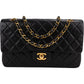 Chanel 24K Gold Medium Double Flap aus Lammleder (braun / schwarz) – Vorderansicht