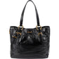 Prada Crinkled Vernice Naplak Leather Zip Around Tote Shoulder Bag