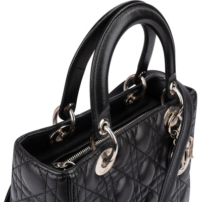 Christian Dior Black Quilted Lambskin Lady Dior Handbag