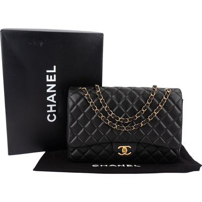 Chanel Quilted Lambskin Maxi Double Flap Crossbody Bag