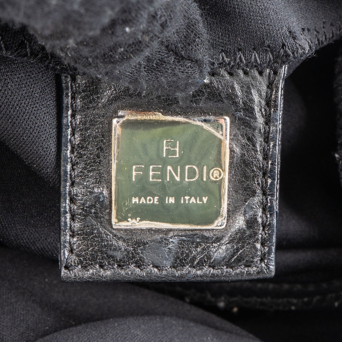 Fendi Schwarz Baumwolle Baguette Buckle Schultertasche, Bild 10 von 11