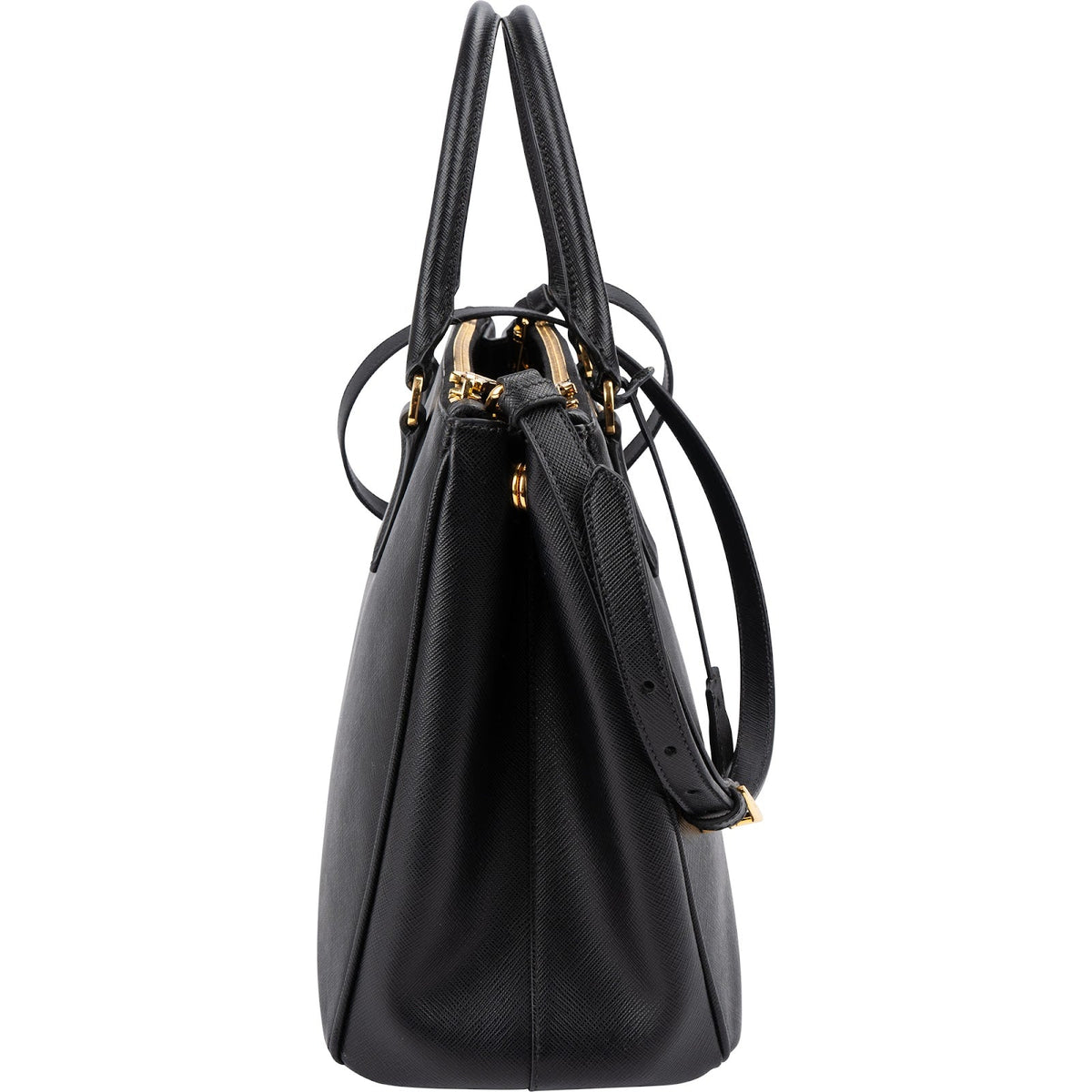 Prada zwarte Saffiano Metal lederen Large Galleria crossbody tas