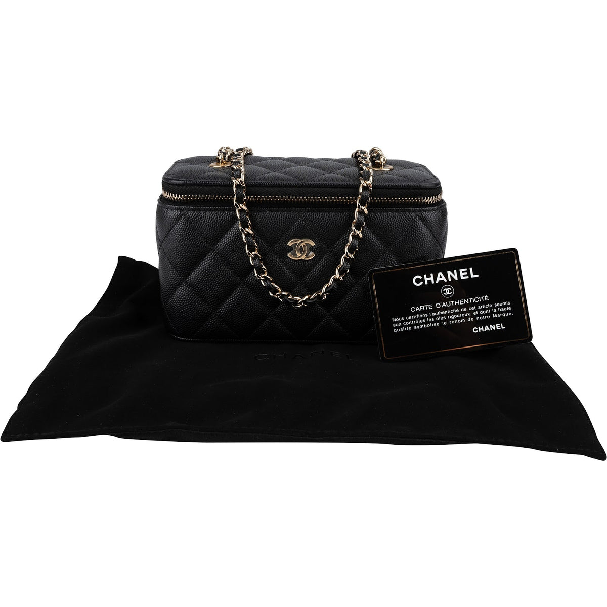 Chanel Quilted Caviar Leather Vanity Case Crossbody Bag
