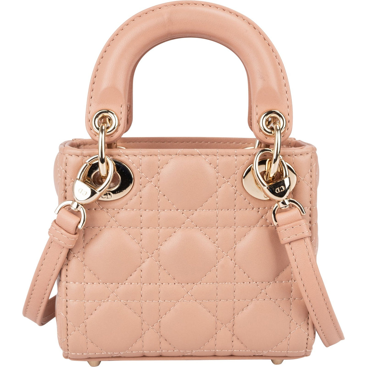 Christian Dior Lady Dior micro-handtas van lamsleer met schouderriem