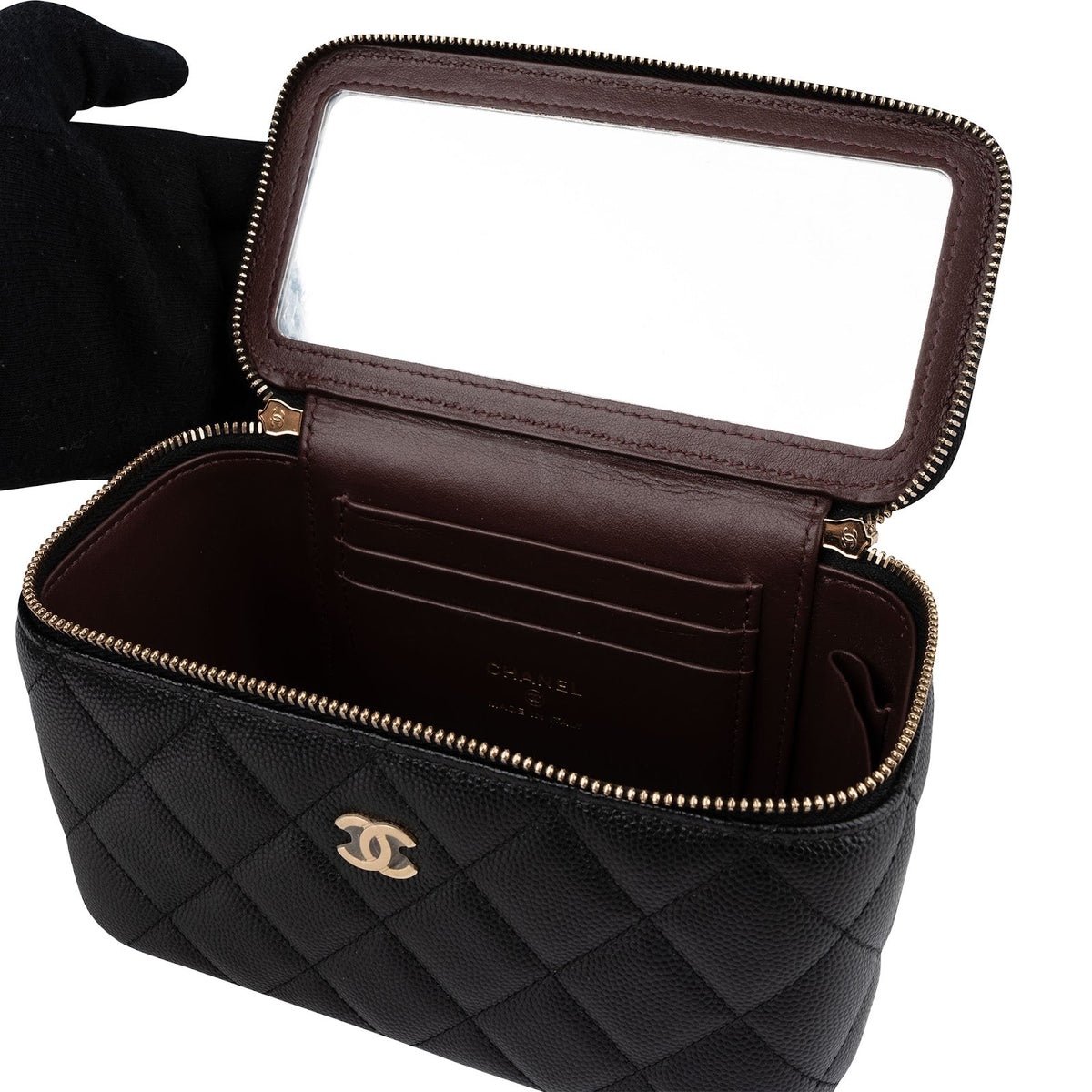 Chanel Quilted Caviar Leather Vanity Case Crossbody Bag