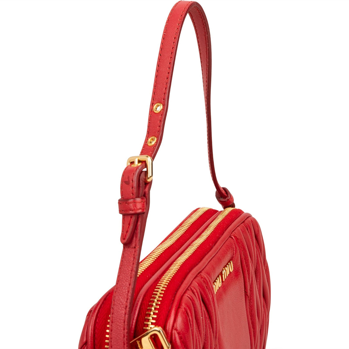 Sac à main Miu Miu Double-Zip Mini Camera en cuir nappa matelassé