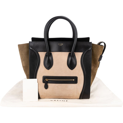 Céline Suede Tricolor Leather Luggage Handbag