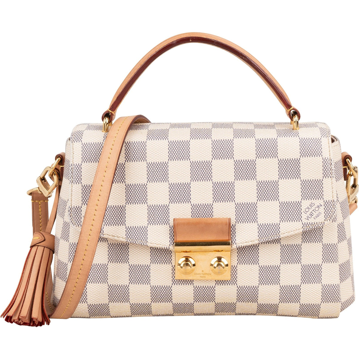 Borsa a mano Louis Vuitton modello Croisette in tela Monogram Damier Azur