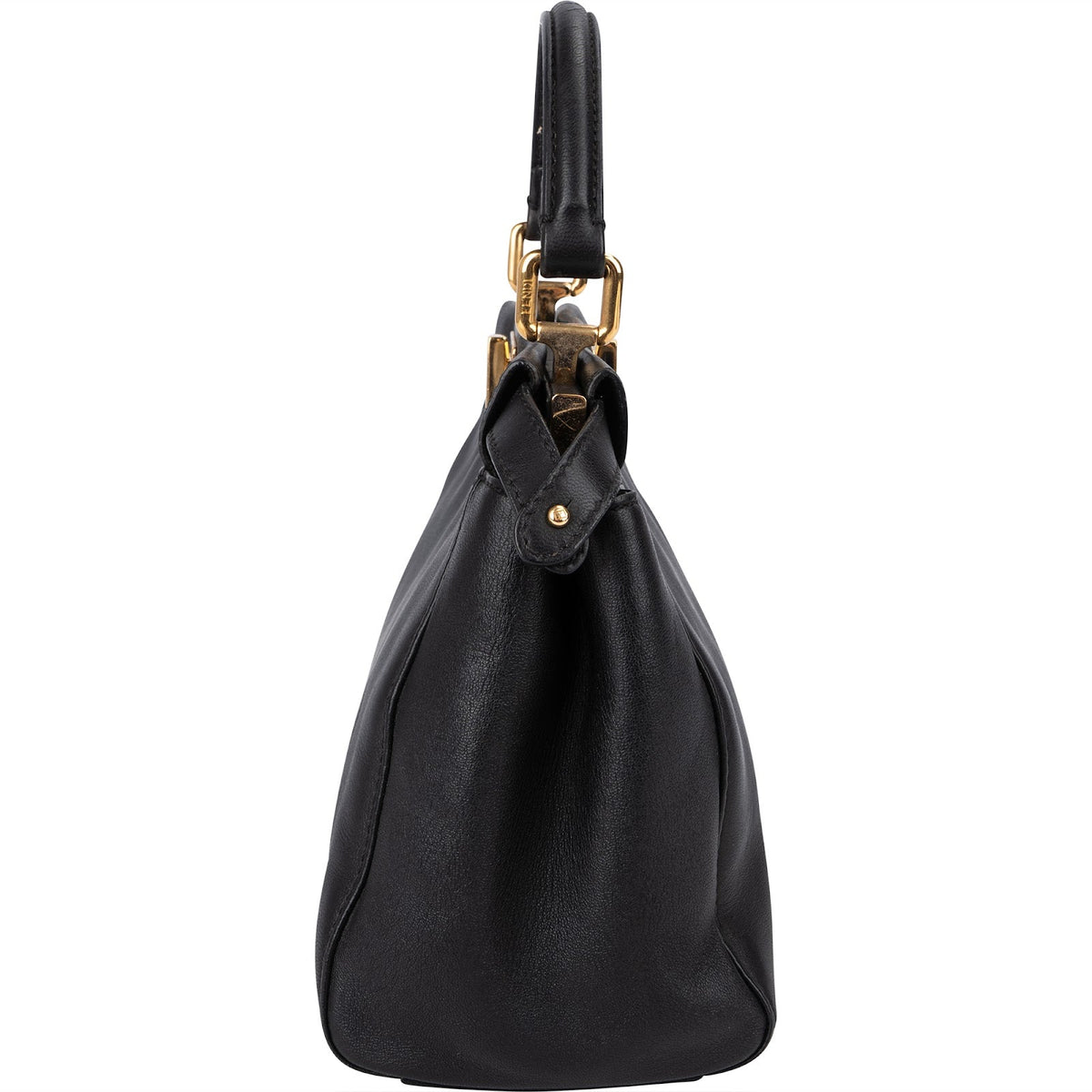 Fendi Black Leather Mini Peekaboo Handbag