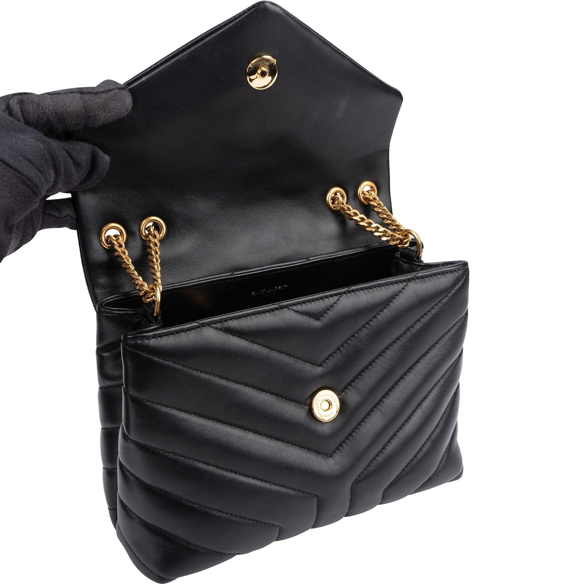Saint Laurent Small Loulou aus gestepptem Kalbsleder – Ansicht 10