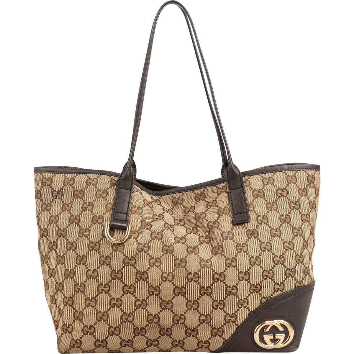 Gucci Monogram GG Canvas Abbey Interlocking G Tote aus Canvas und Leder – Vorderansicht