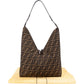Fendi Monogram FF Zucca Canvas Diagonal Triangle Zip Large Shoulder Bag